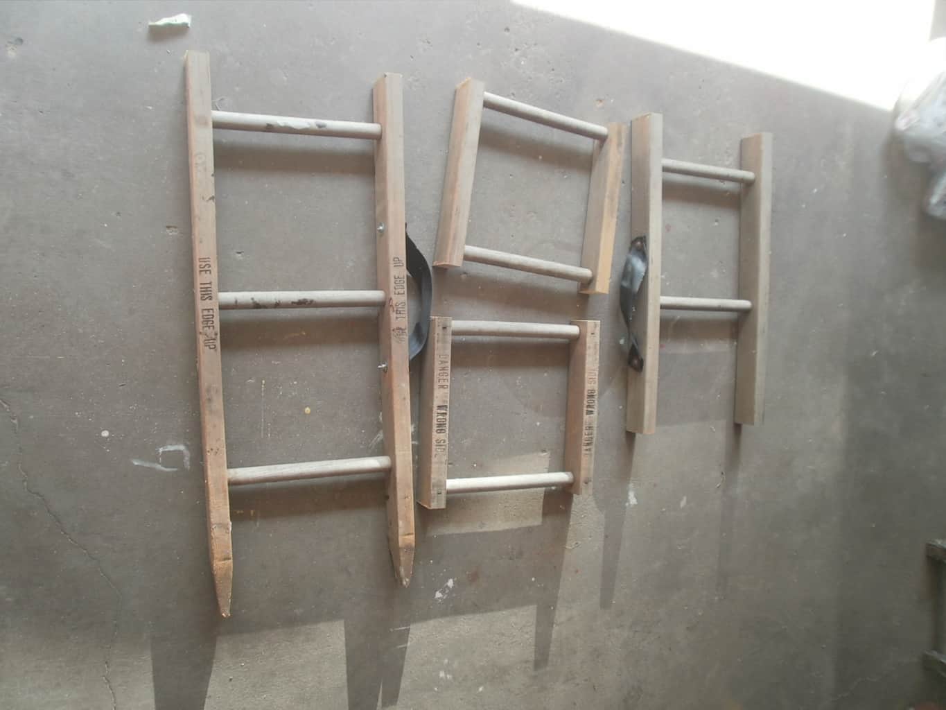 old ladder and pallet wood make a bench