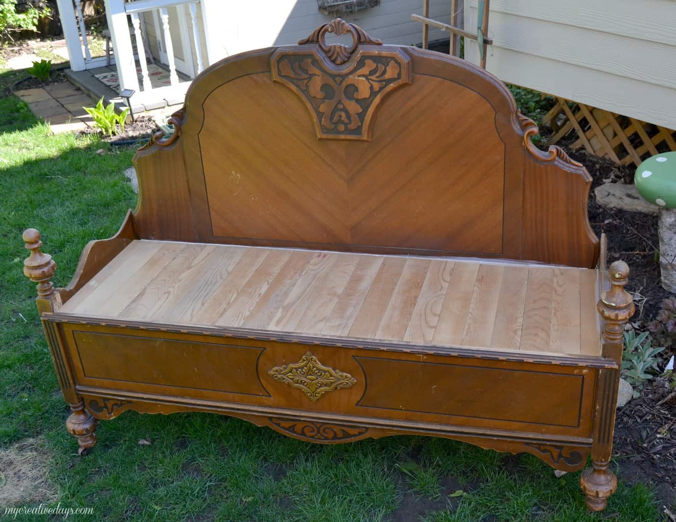 Repurposed Bed Makes Charming Bench My Creative Days