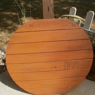 Repurposed Table Turned Welcome Sign