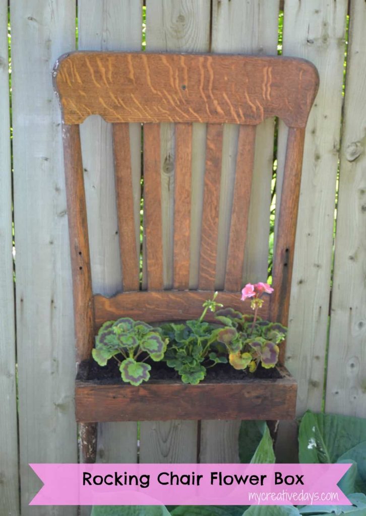 Turn a broken rocking chair into a planter with this easy DIY Rocking Chair Upcycle Tutorial