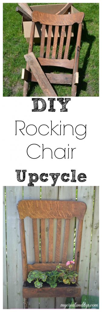 Turn a broken chair into a functional piece again. This DIY Rocking Chair Upcycle Tutorial will show you a way to turn a broken chair into a planter for your yard. 
