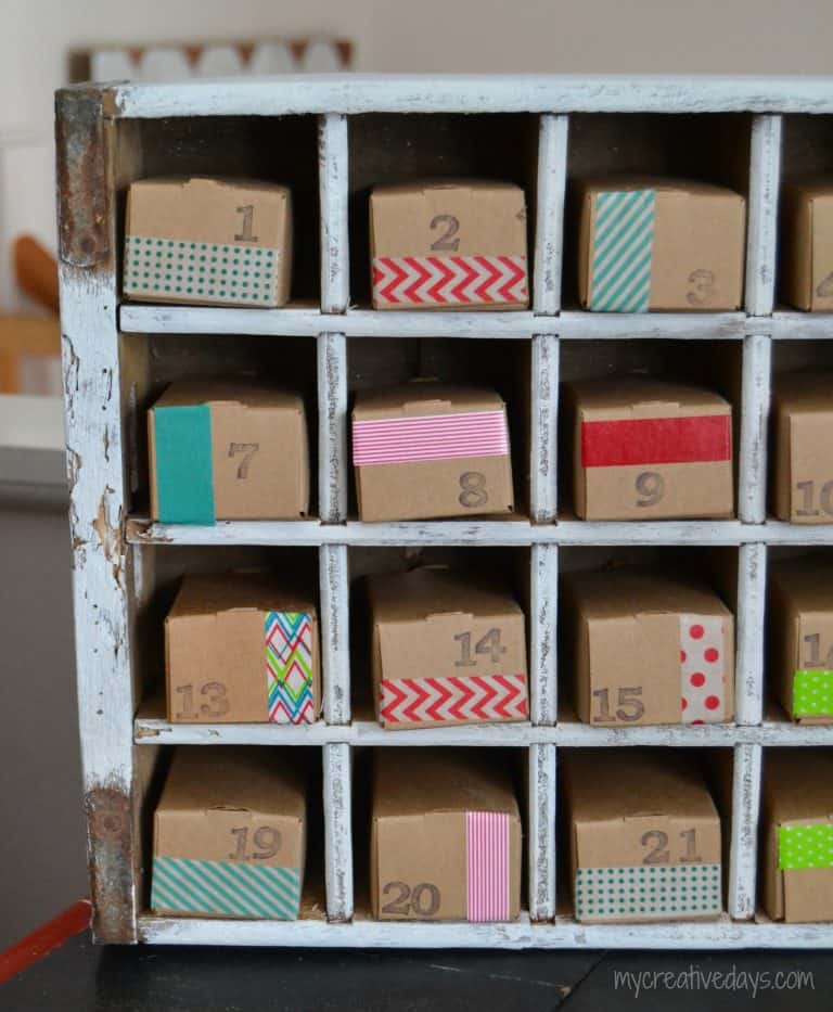 Homemade Advent Calendar Made With Small Boxes And A Bottle Crate - Diy Advent Calendar Box