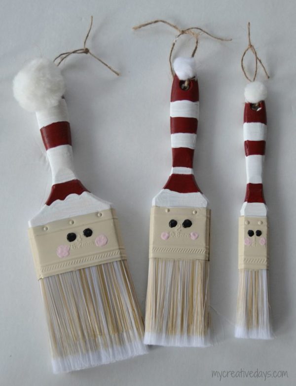 Paint Brush Santas Homemade Christmas Ornament My Creative Days