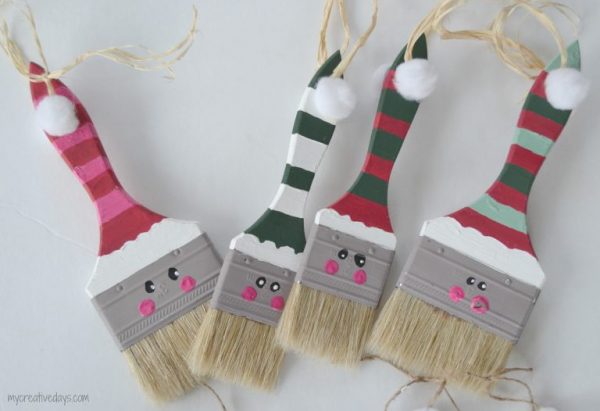 Paint Brush Santas :: Homemade Christmas Ornament - My Creative Days