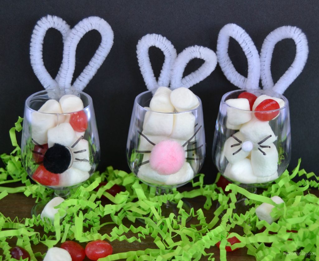 These DIY Bunny Cups To Hold Easter Candy are a cute way to present the kiddos with a little treat on Easter.