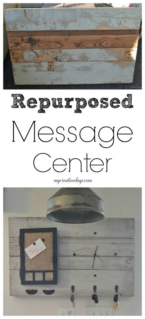 Want to get more organized? This repurposed message center makes the perfect command center with pieces you may have lying around your home.