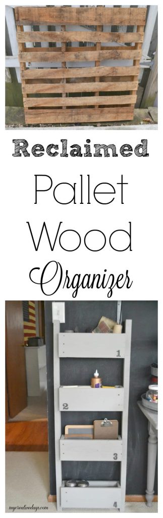 This Reclaimed Pallet Wood Organizer is easy to make and can be used to organize all kinds of things in your home.