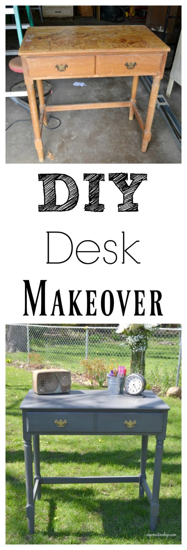DIY Desk Makeover To Take An Ugly Desk And Make It Pretty Again