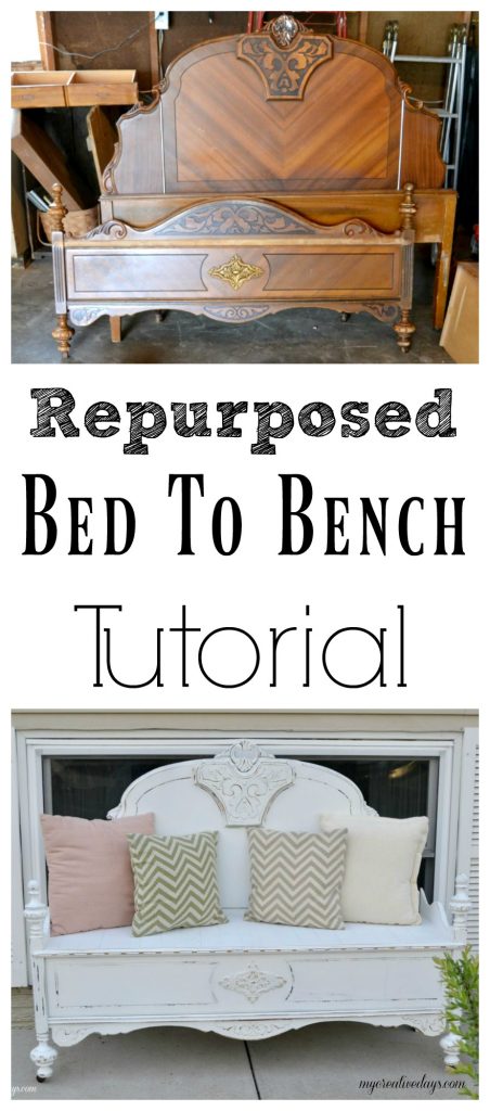Do you have a headboard and foot board lying around? Don't get rid of it! Check out this repurposed bed to bench tutorial and make it into something useful again.
