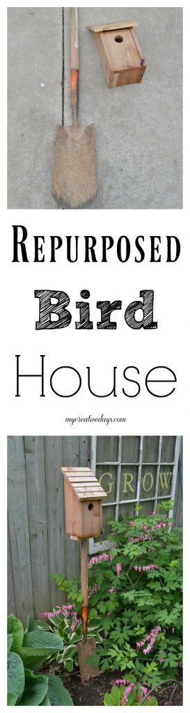 Are you looking for a cute way to add a bird house to your yard? This Repurposed Bird House is simple to do and it adds a touch of fun to wherever you place it. 