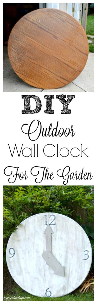 Are you looking for an outdoor wall clock? This DIY outdoor wall clock is made from a repurposed table top and is the perfect addition to your outdoor space or garden. 