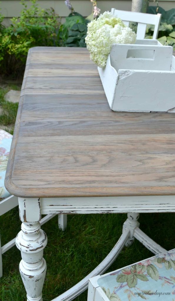 Are you looking for a farmhouse table and chairs? This set was made possible from a little elbow grease on a curbside find!