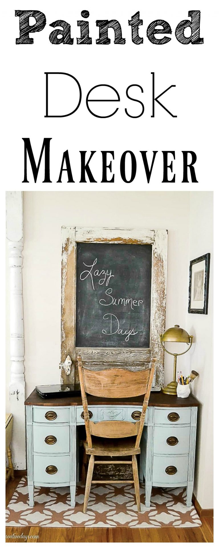 This painted desk turned an ugly desk into a beautiful piece to work on.