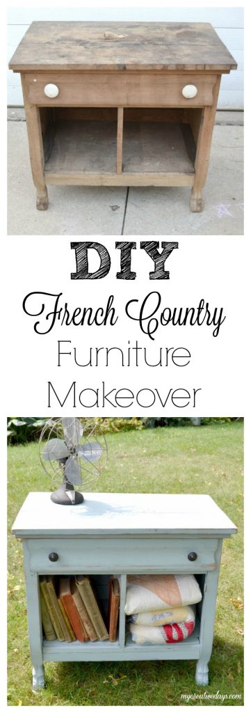 Do you like french country decor, but don't want to spend the money to get it? DIY your own French Country furniture with a little paint and some elbow grease! This cabinet now has a French country flair!