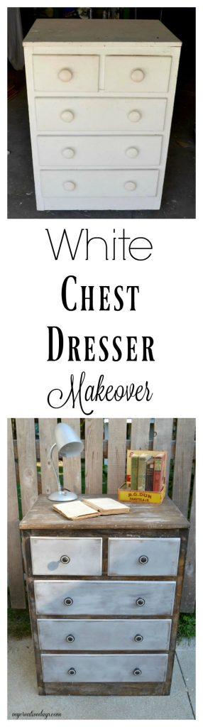 Are you looking for some inspiration to make over a small chest drawers you have? This White Chest Dresser Makeover took an old kitchen cabinet and transformed it into a rustic piece that would fit many different styles. 