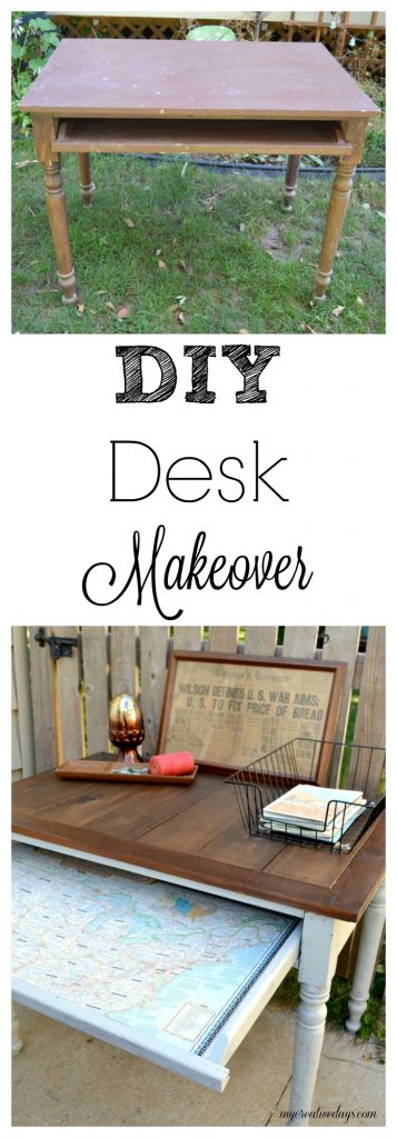 If you are looking for a desk for your home, this easy DIY desk was made over with an old map. Click over to find the tutorial!