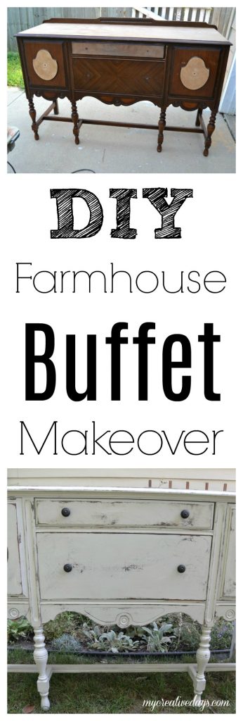 Are you looking for a farmhouse buffet? Search yard sales and thrift stores for a buffet and DIY your own! Click over to see how!