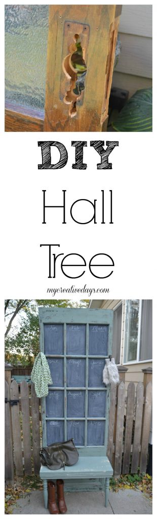 Are you looking for a unique hall tree to add to your home? Click over to see how to turn an old door into your own DIY hall tree!