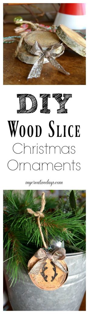Are you looking for a fun DIY Christmas Ornament that has a rustic vibe? Click over to see how easy these DIY Wood Slice Christmas Ornaments are to make.