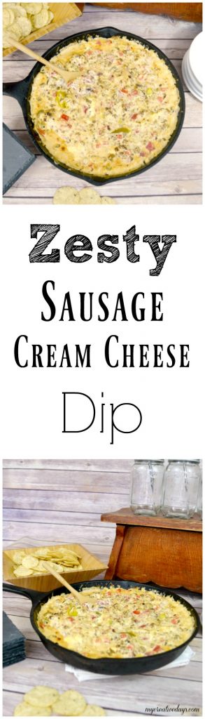 Looking for a cheesy dip to serve at your next party? Click over to get this easy for a Zesty Sausage Cream Cheese Dip your guests will love!