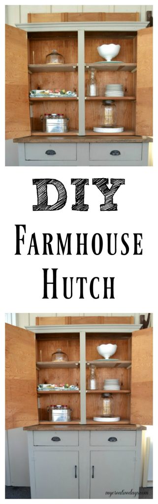 If you love farmhouse furniture and you want to add it to you home, click over to see how this garage cabinet became a farmhouse hutch in a few steps. 