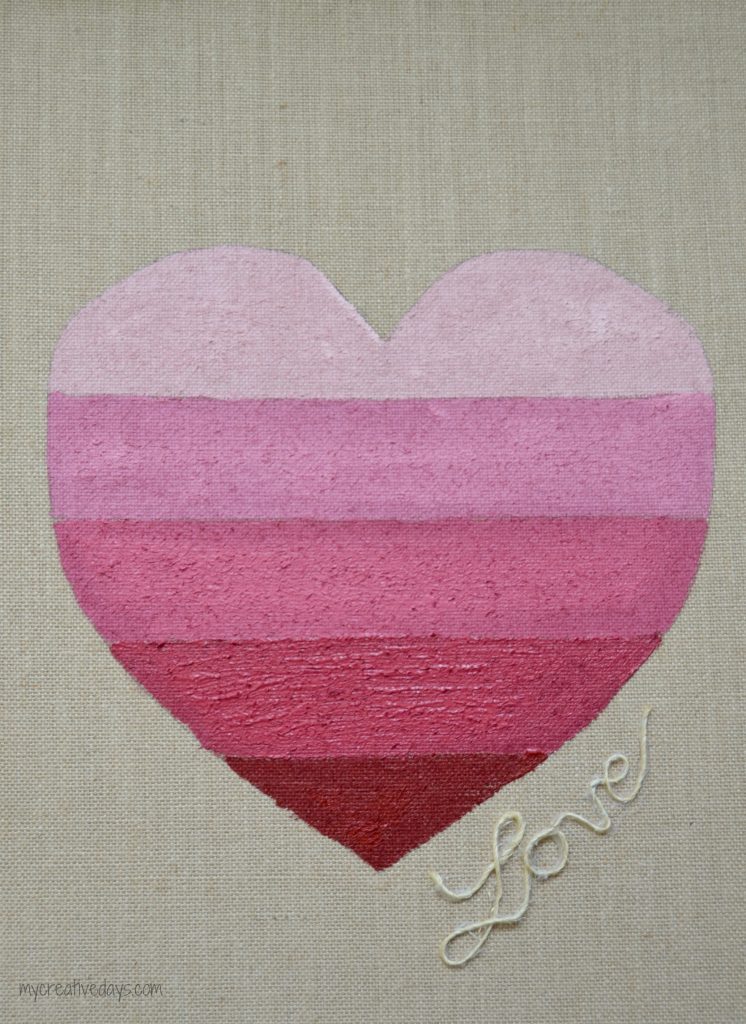 If you like the look of ombre, click over to see how easy it was to put together this cute pink ombre heart on burlap.