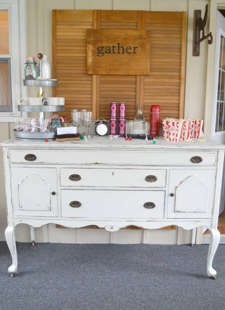 white antique buffet table