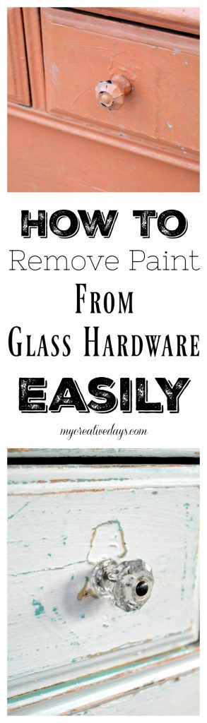 If you have glass hardware on a piece you want to make over, this post will show you the easiest trick for how to remove paint from glass hardware in no time. Click over to get the secret hack!