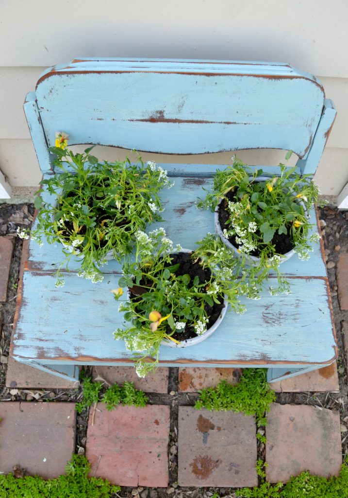Upcycled Potted Flower Bench