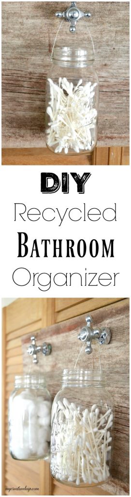 Staying organized in the bathroom can be difficult. Click over to get the tutorial for this easy DIY Bathroom Organizer that can hold bathroom supplies. 