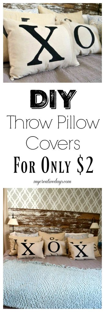 Throw pillows can be so expensive in the stores and online. Click over to get the tutorial on how to DIY throw pillow covers for only $2 a pillow!