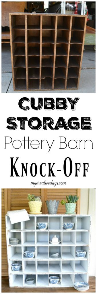 If you love cubby storage but don't want to pay a lot of money to have it in your home, click over and see how easy it is to create a Pottery Barn knock-off cubby storage.