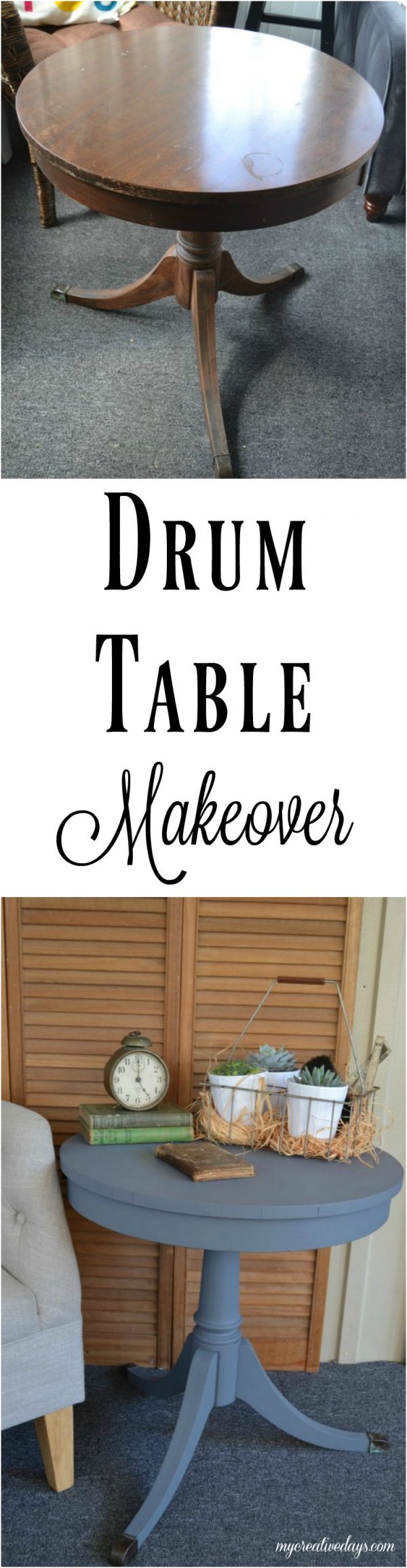 This Painted Drum Table Makeover Made A Sad Piece Beautiful Again