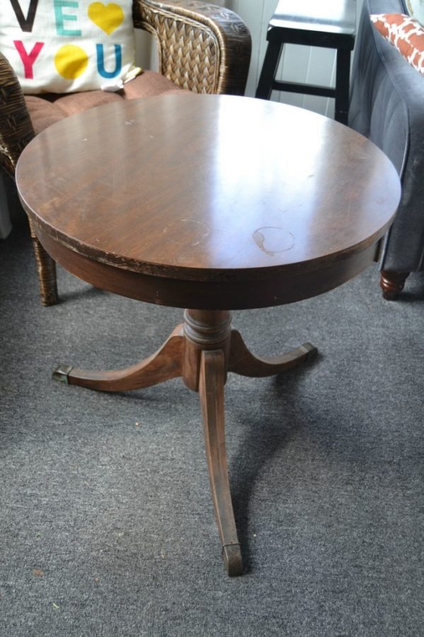 This Painted Drum Table Makeover Made A Sad Piece Beautiful Again
