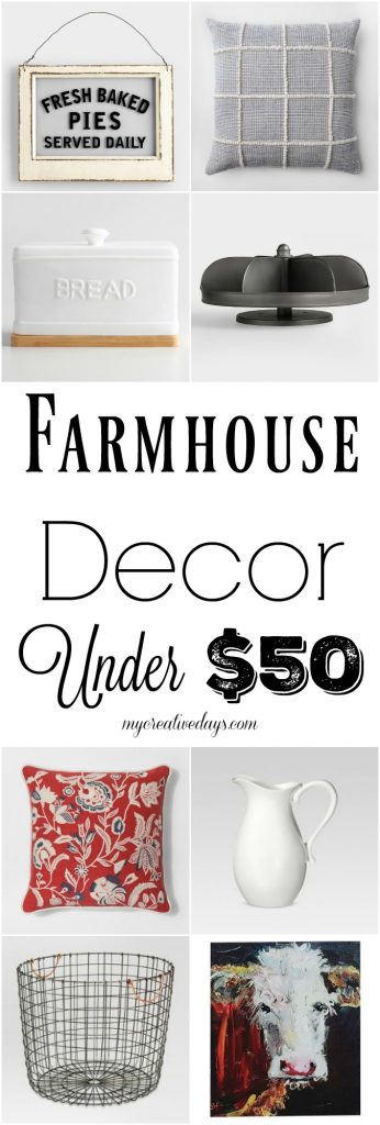 If you love farmhouse decor, but don't want to pay a lot of money to have it in your home, click over to find more than 20 beautiful farmhouse decor options all under $50!