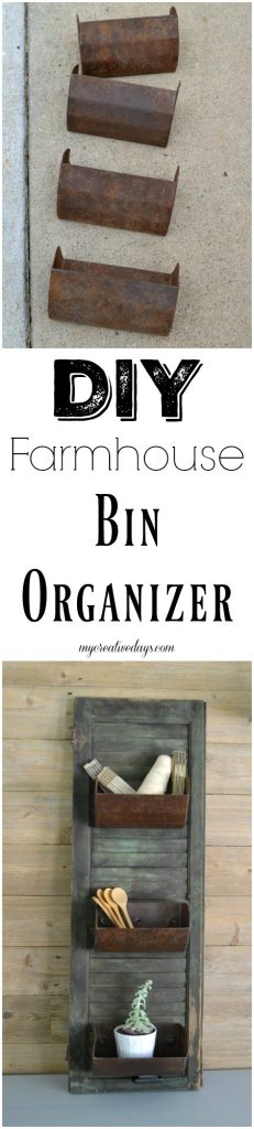 If you love farmhouse style and want to get more organized, click over to see how you can get both with this easy DIY farmhouse bin organizer!