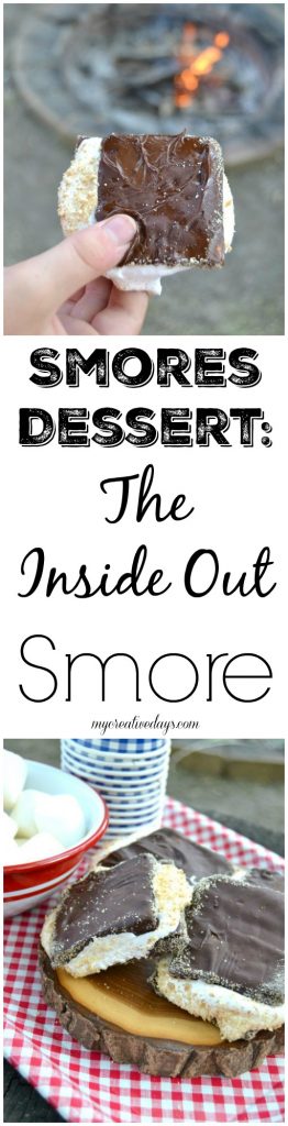 Are you looking for an easy smores dessert recipe? This inside out smore is easy and fun twist on the traditional backyard smore. 