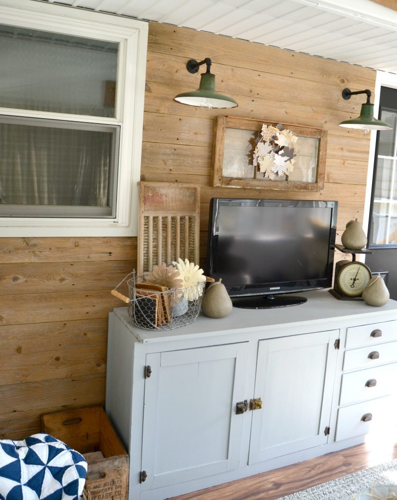 If you like the look of rustic, reclaimed wood, click over to see how we created this Reclaimed Wood Wall in our back porch makeover for FREE! 