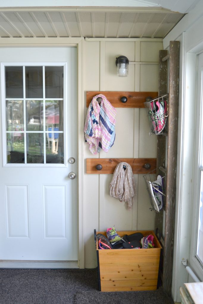 If you like the look of rustic, reclaimed wood, click over to see how we created this Reclaimed Wood Wall in our back porch makeover for FREE! 