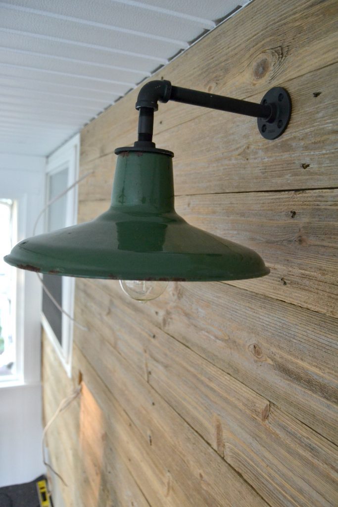 If you are looking to add some barn lighting to a space in your home, click over to see how we added a pair of barn lights we rescued from a farm to our back porch.