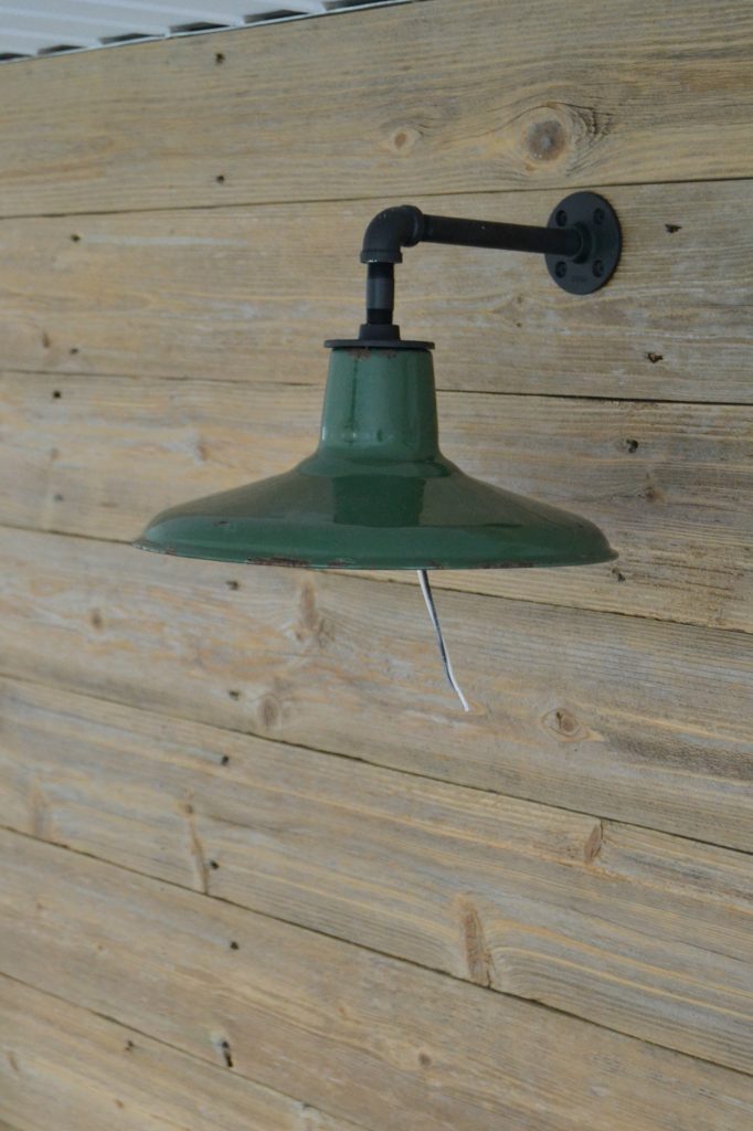 If you are looking to add some barn lighting to a space in your home, click over to see how we added a pair of barn lights we rescued from a farm to our back porch.