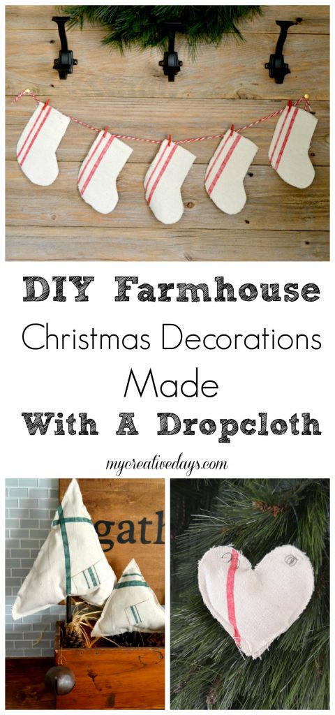 DIY Farmhouse Christmas Decor Made From A Dropcloth