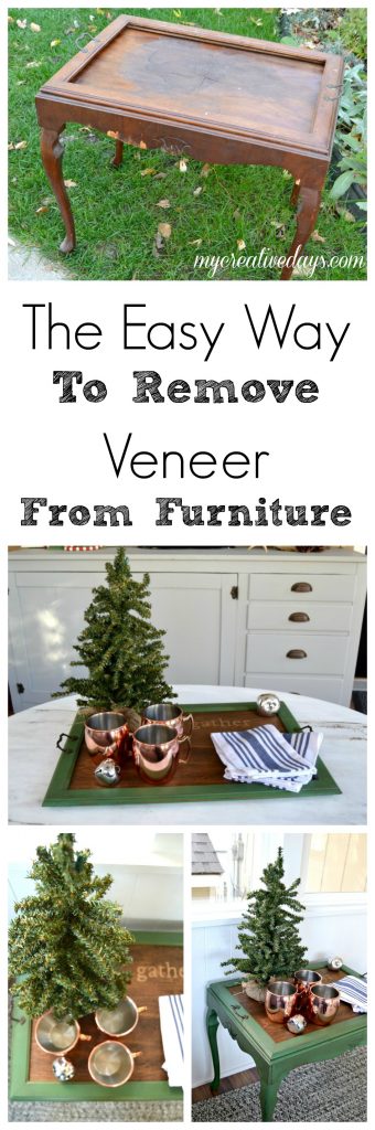 If you have a piece of furniture that is missing some veneer, click over to see how to save the piece of furniture and the easy way to remove veneer from furniture.