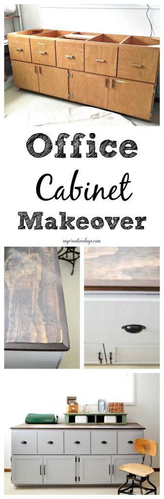 Office Cabinet Makeover - Looking for ways to make over furniture for your home office? This Office Cabinet Makeover takes a run down piece and makes it pretty again and perfect for an office. 