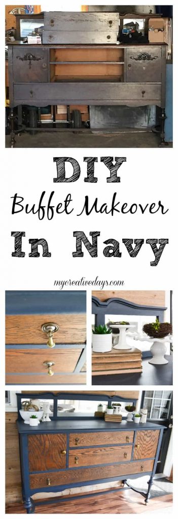 DIY Buffet Makeover - Looking for a great way to make over a buffet? Check out this easy DIY Buffet Makeover in navy from My Creative Days!