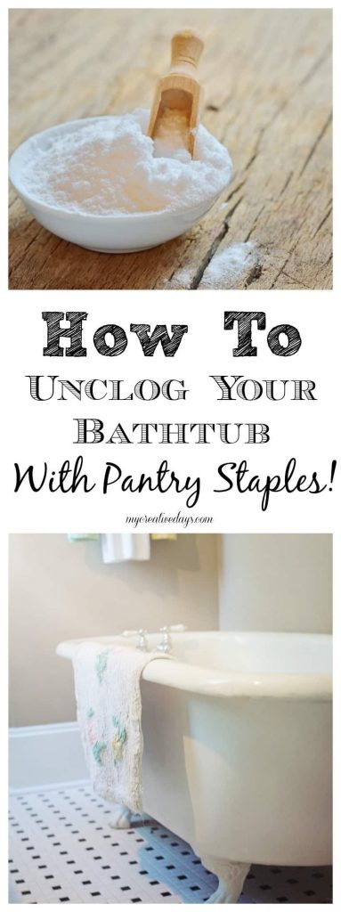 How To Unclog Bathtub Drain With Pantry Staples - Is your bathtub not draining properly? This post on How To Unclog Your Bathtub Drain With Pantry Staples with have in functioning correctly in no time! All you need are your pantry staples! 