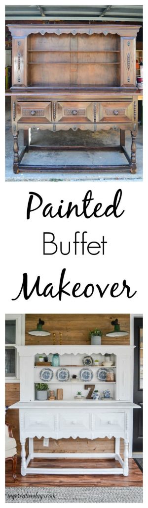 White Painted Buffet Makeover - Have an old buffet that needs a makeover? Check out this White Painted Buffet Makeover for inspiration from My Creative Days.