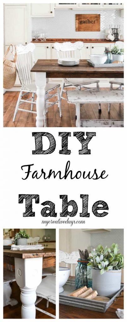 DIY Farmhouse Table - Want a farmhouse table? Make your own! Check out how to refinish one easily from My Creative Days.