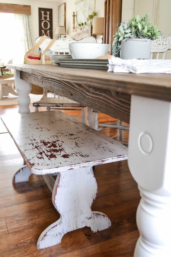 DIY Farmhouse Table - Want a farmhouse table? Make your own! Check out how to refinish one easily from My Creative Days.
