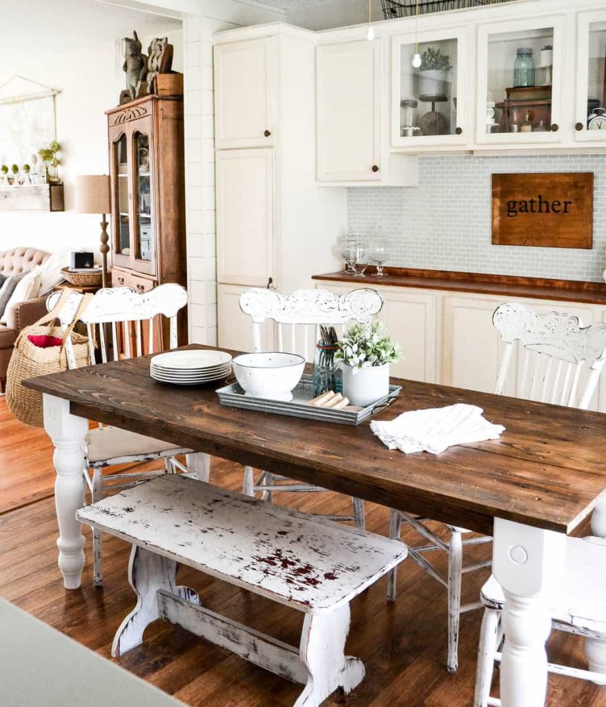 DIY Farmhouse Table - Want a farmhouse table? Make your own! Check out how to refinish one easily from My Creative Days.